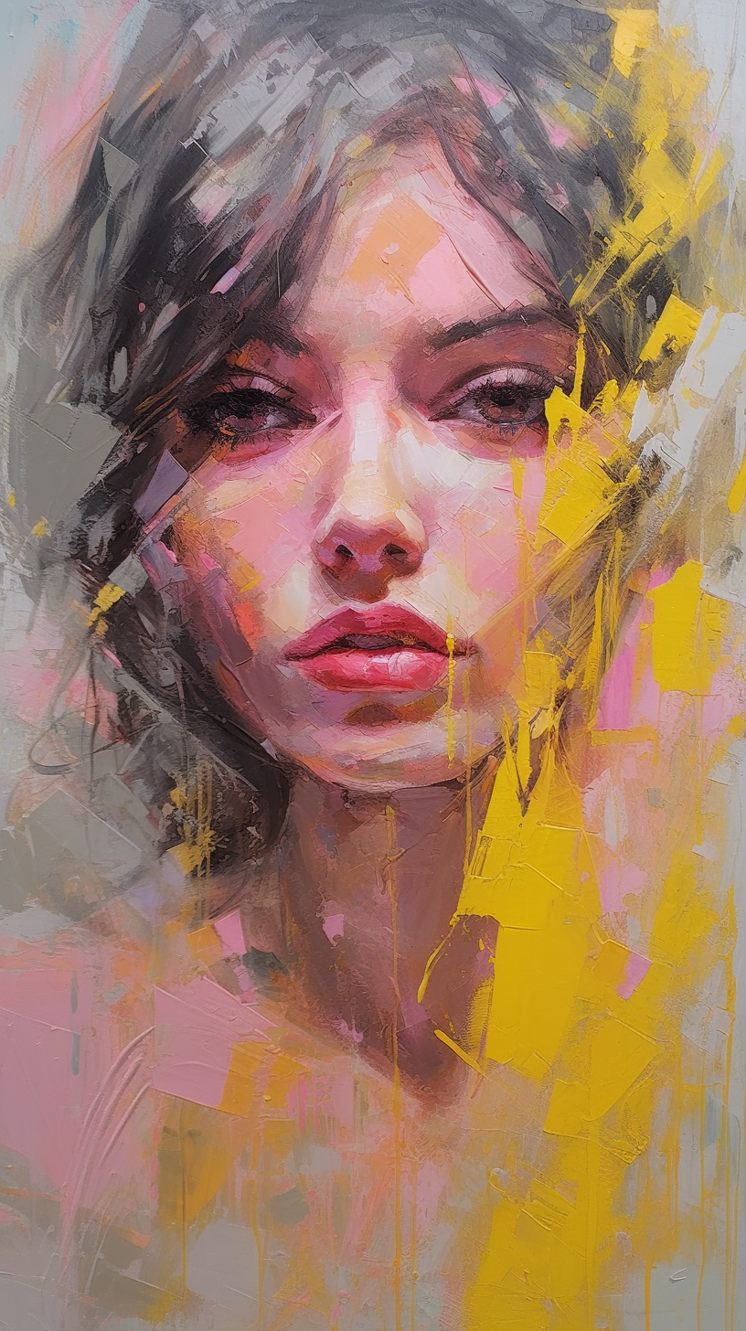 Midjourney prompt: A captivating muse with enchanting brown eyes, in the style of 1970s Decor, emit...