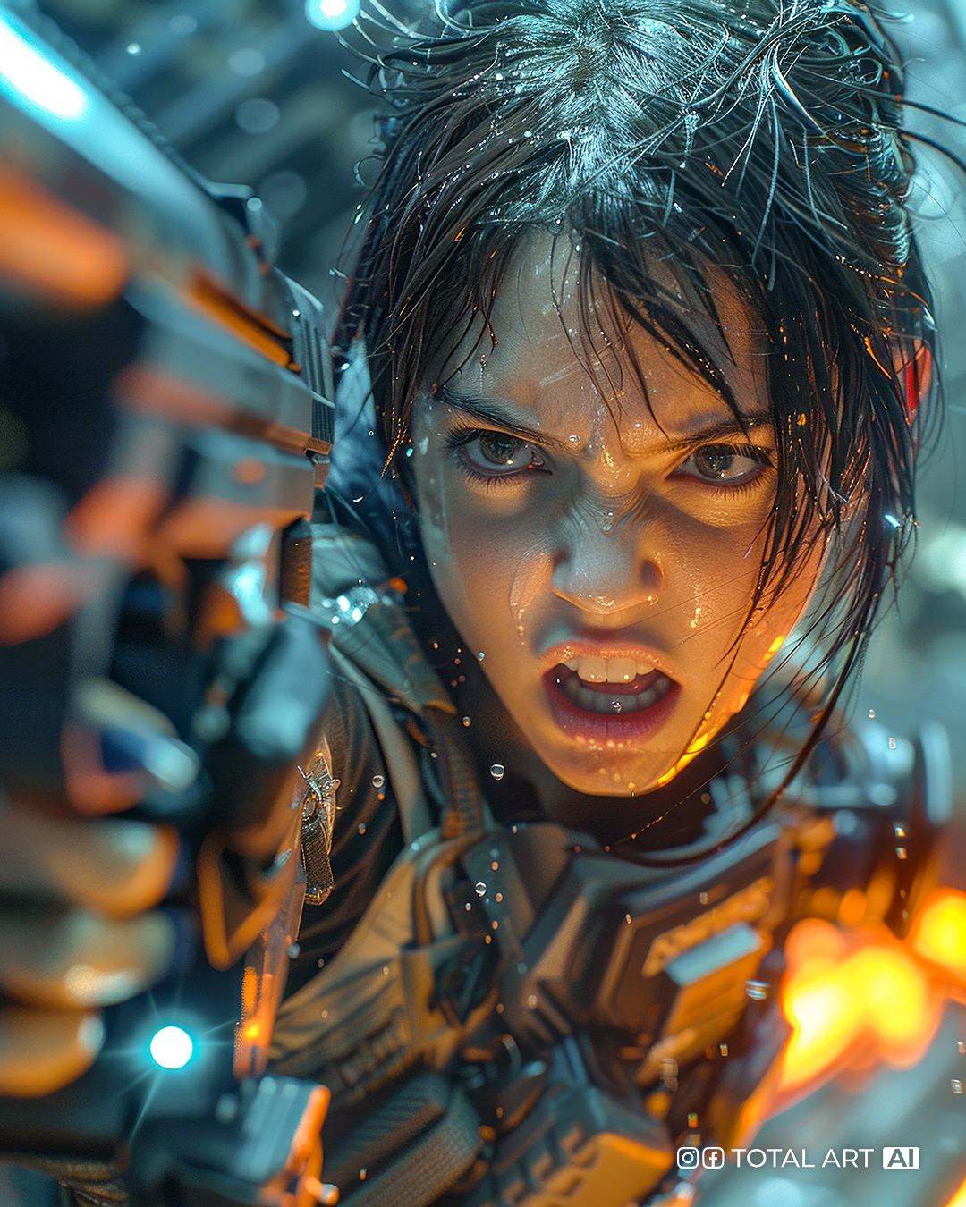 Midjourney prompt: Dynamic, action-packed and award winning 8K science fiction movie scene, where a...