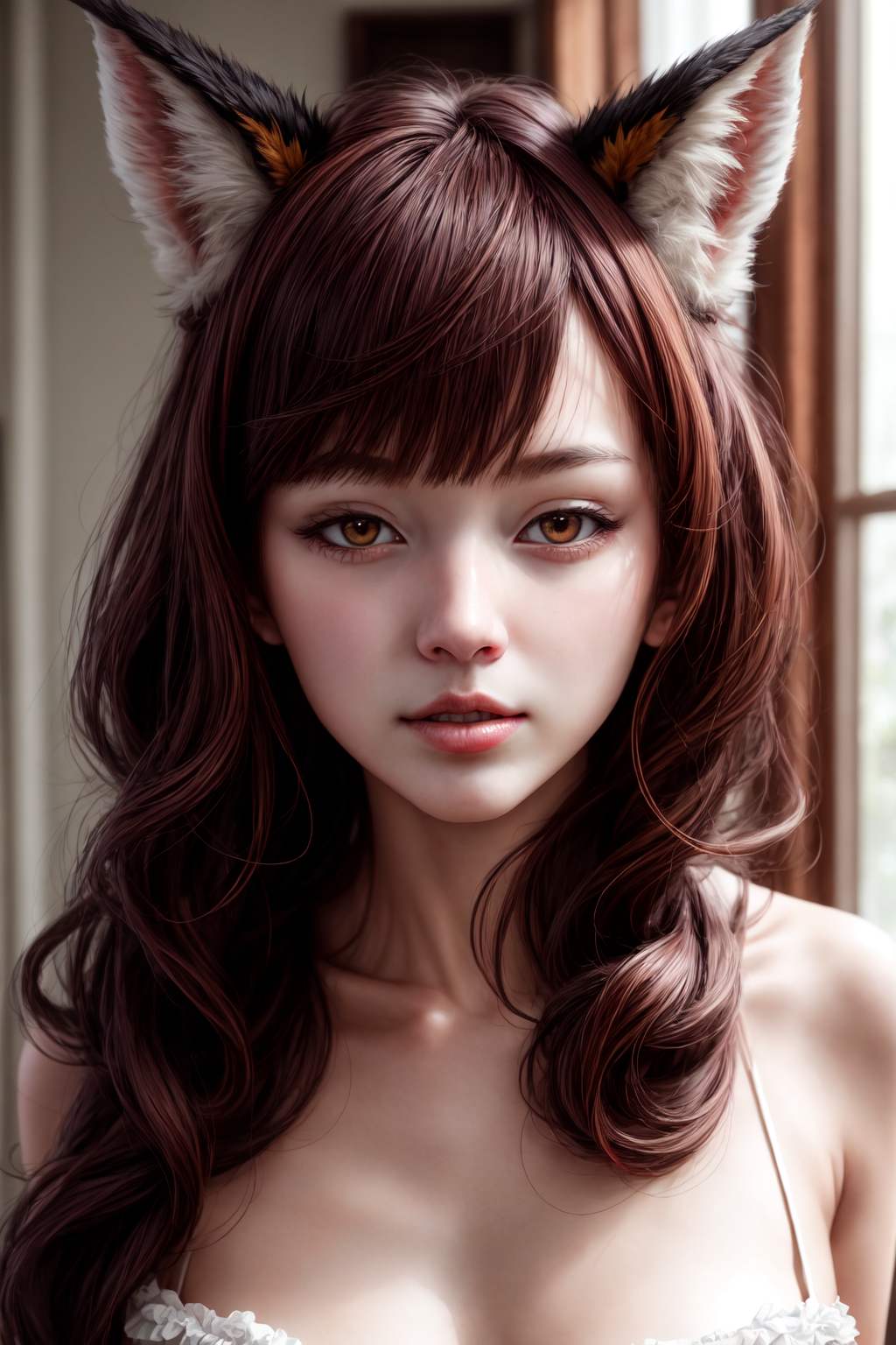 UnstableInkDream prompt: fluffy nine-tailed fox girl by Wlop and Guweiz, Hyper-realistic, photography, re...