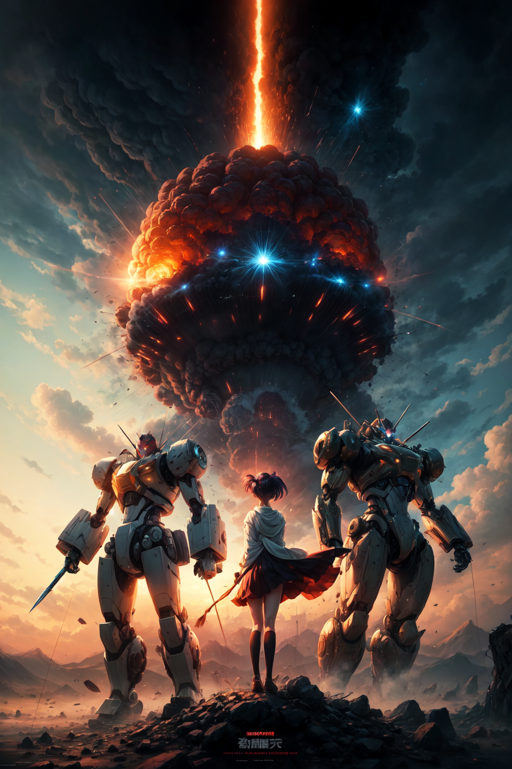 UnstableInkDream prompt: incredibly powerful Anime Girl, created by Hideaki Anno and Katsuhiro Otomo and ...