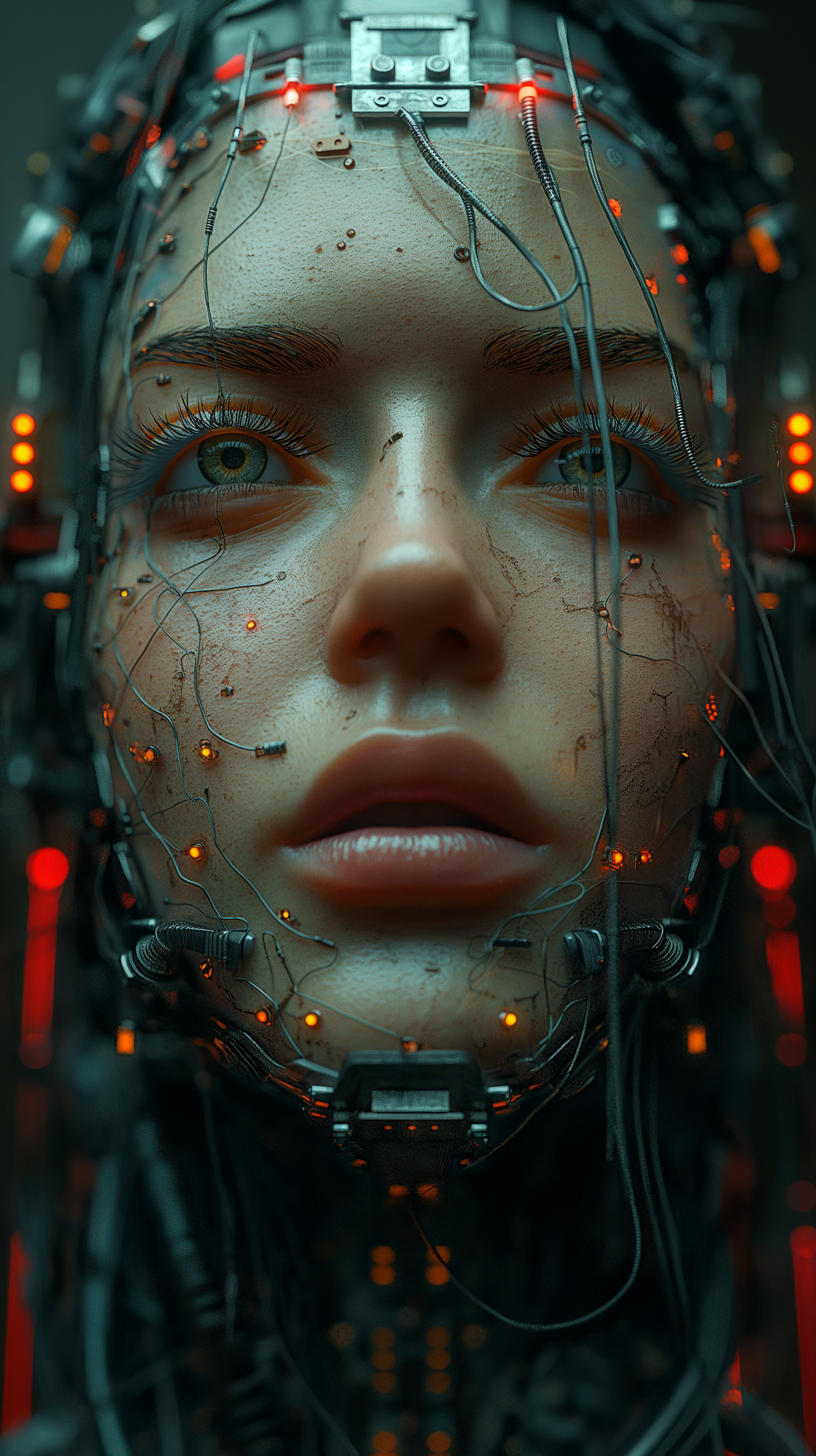 Midjourney prompt: 3d rendering, close-up, hyper detail front shot, focus to face, strange face wit...