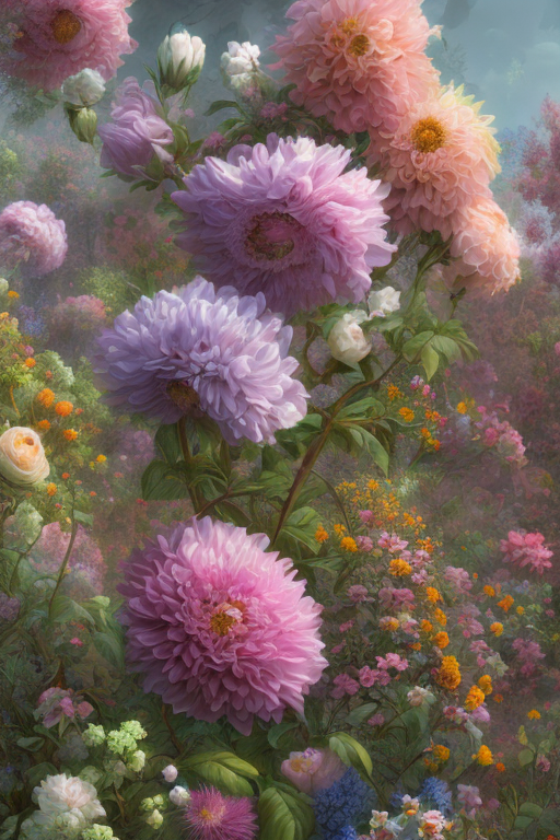 Openjourney prompt: mdjrny-v4 style, garden bursting with flowers Paulina Góra, Rachel Ruysch