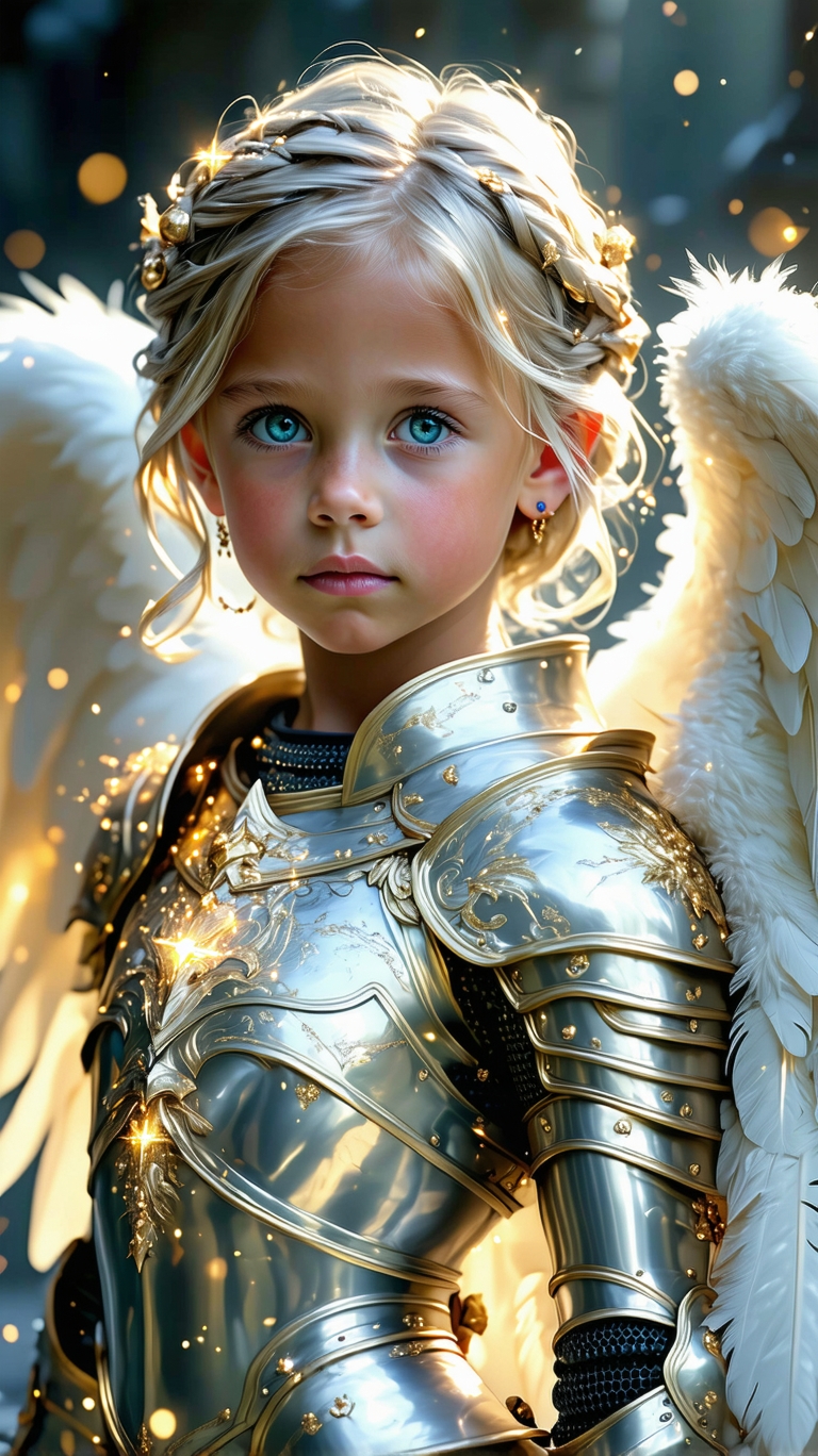 Stable Diffusion prompt: A photo realistic exceptionally beautiful tween angel, aquamarine eyes, platinum...