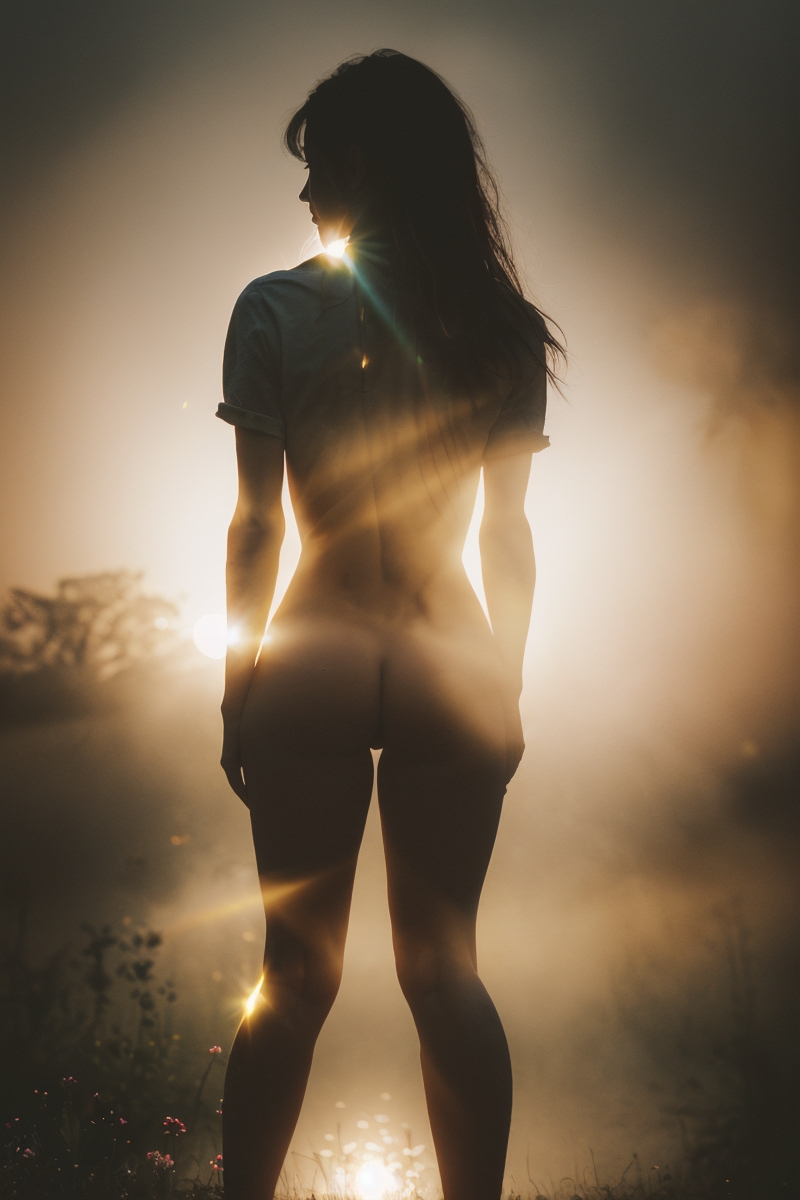 epiCPhotoGasm prompt: back facing the camera, showing ass, (backlit:1.4) (volumetric:0.9) lighting, (g...