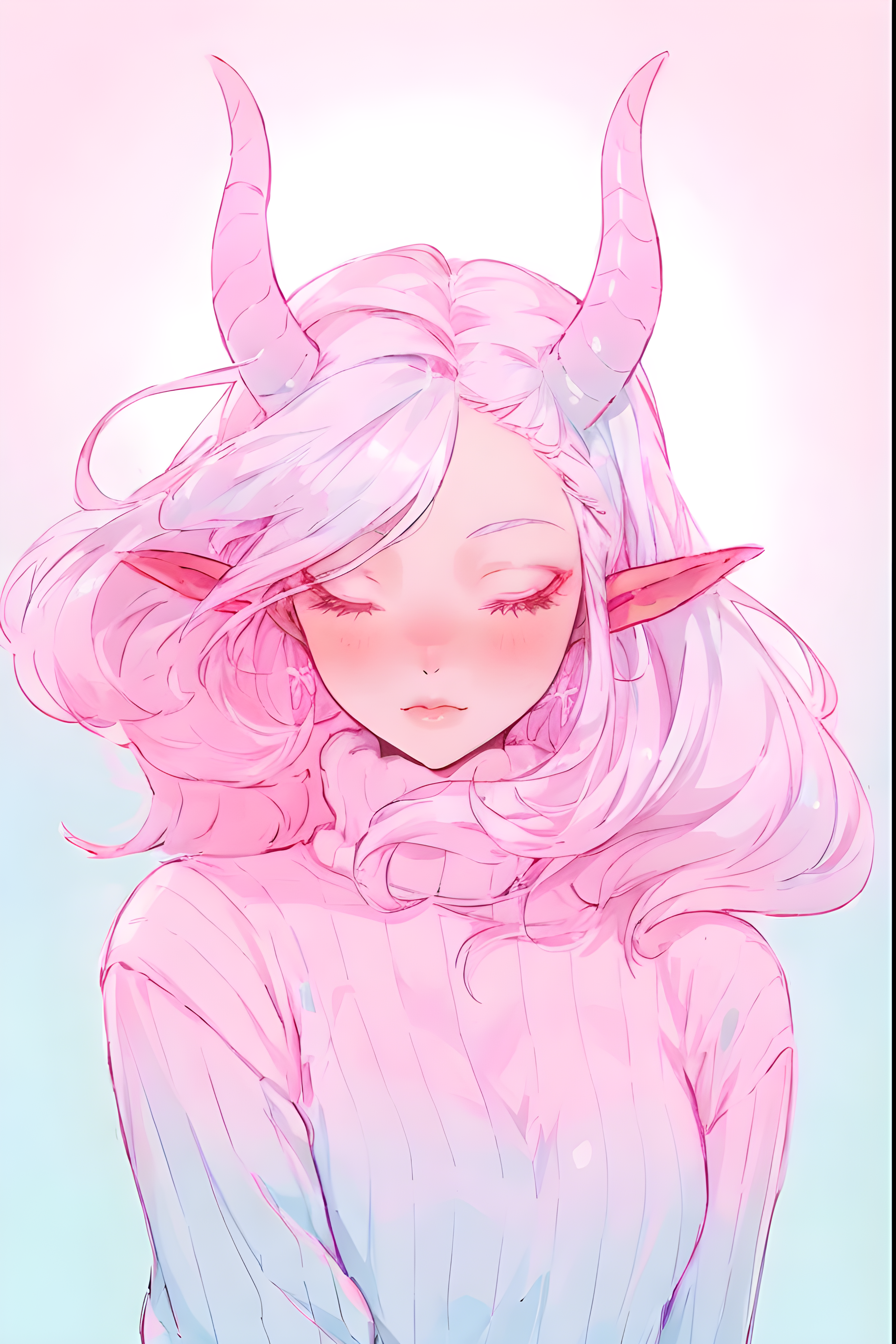 ReV Animated prompt: a drawing of a girl with horns on her head, trending on deviantart, furry art, p...
