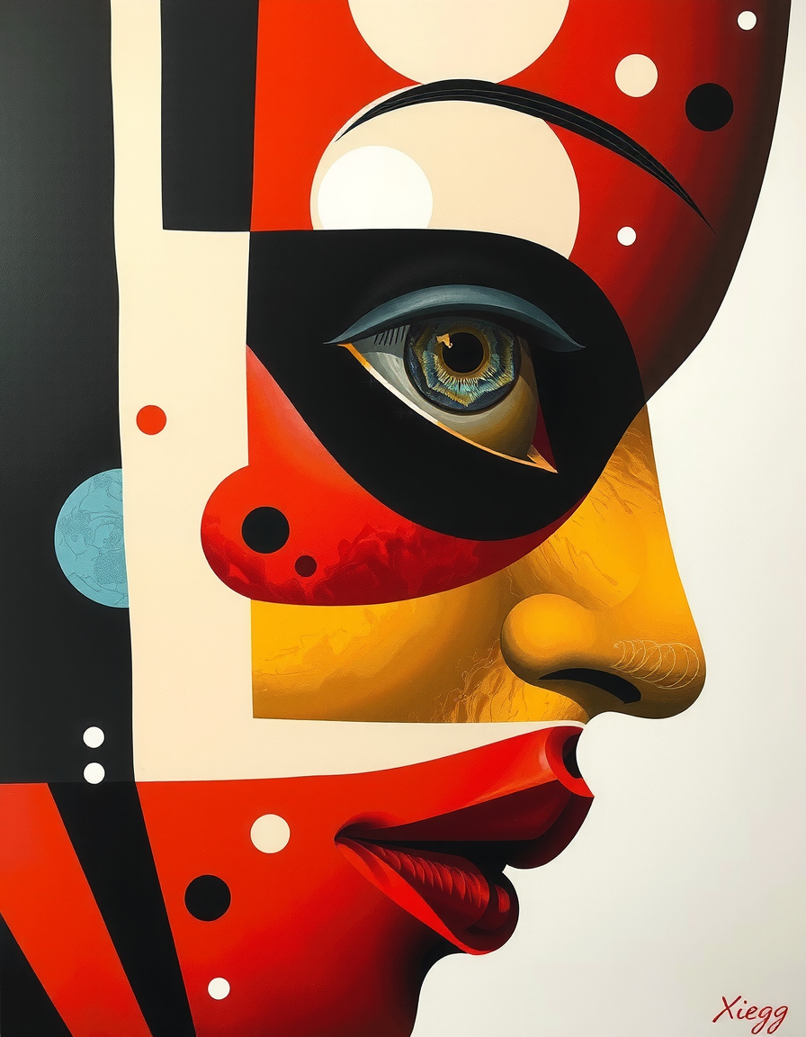 FLUX prompt: abstract realism painting, multilayered composition, forming an abstract silhoue...