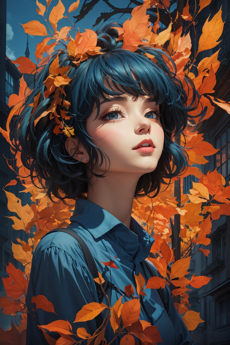DreamShaper prompt: a colorful digital artwork of a woman's head and branches, in the style of haunt...