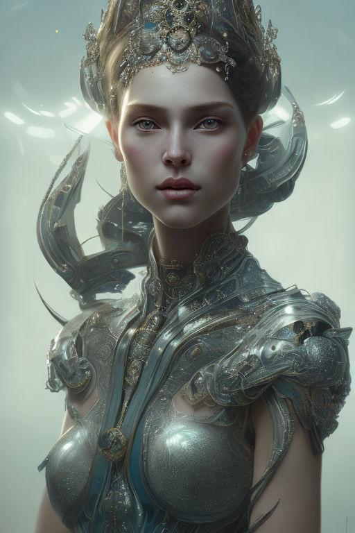 Openjourney prompt: portrait of beautiful female princess, highly detailed, cinematic lighting, ultr...