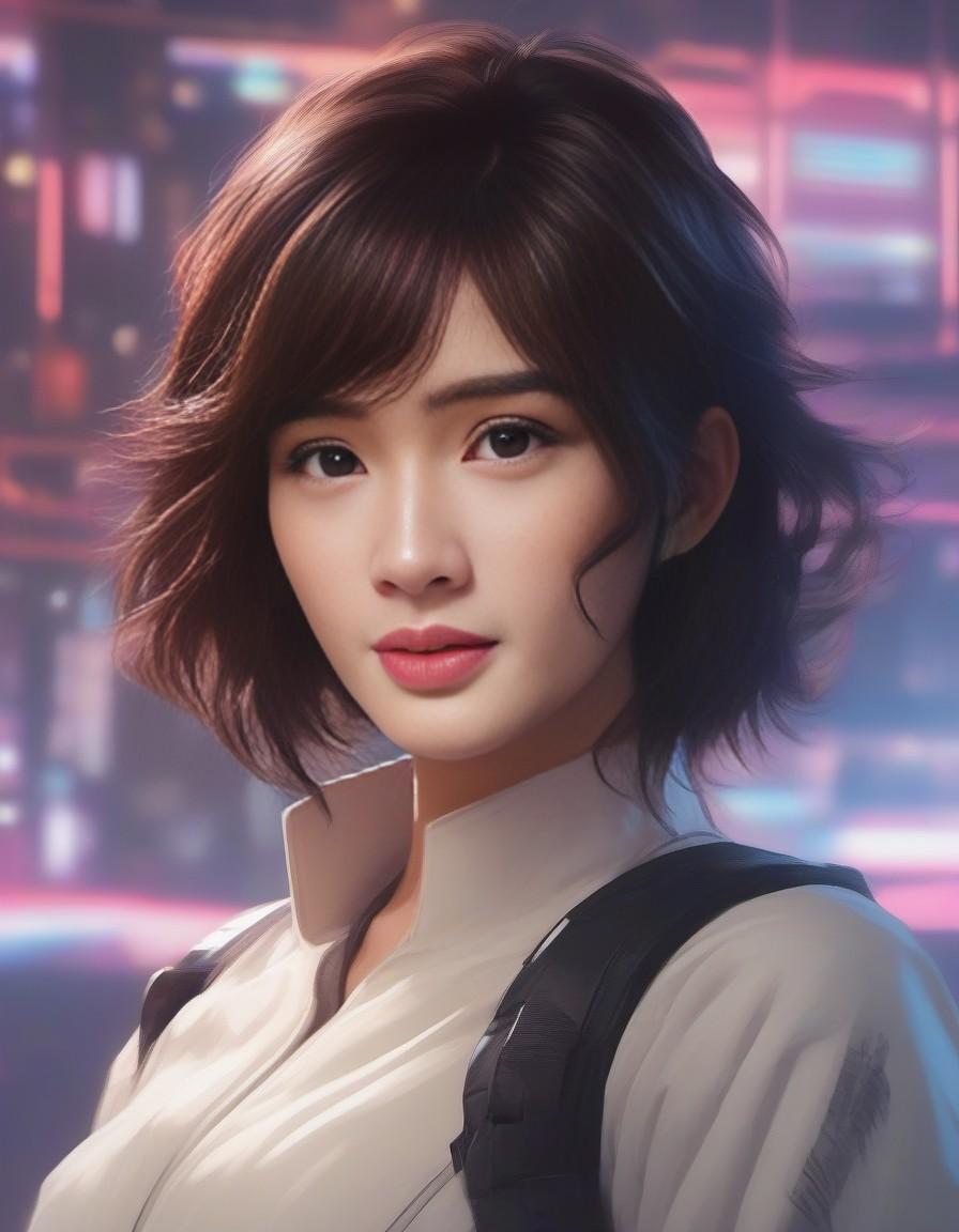 Stable Diffusion prompt: snthwve style| portrait of an anime Ghibli Akihiko Yoshida style| woman| cyberpu...