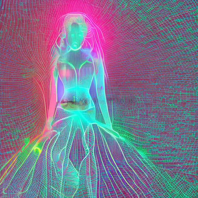Stable Diffusion prompt: Ultra detailed illustration of the light silhouette of a woman, phantasmagorical...
