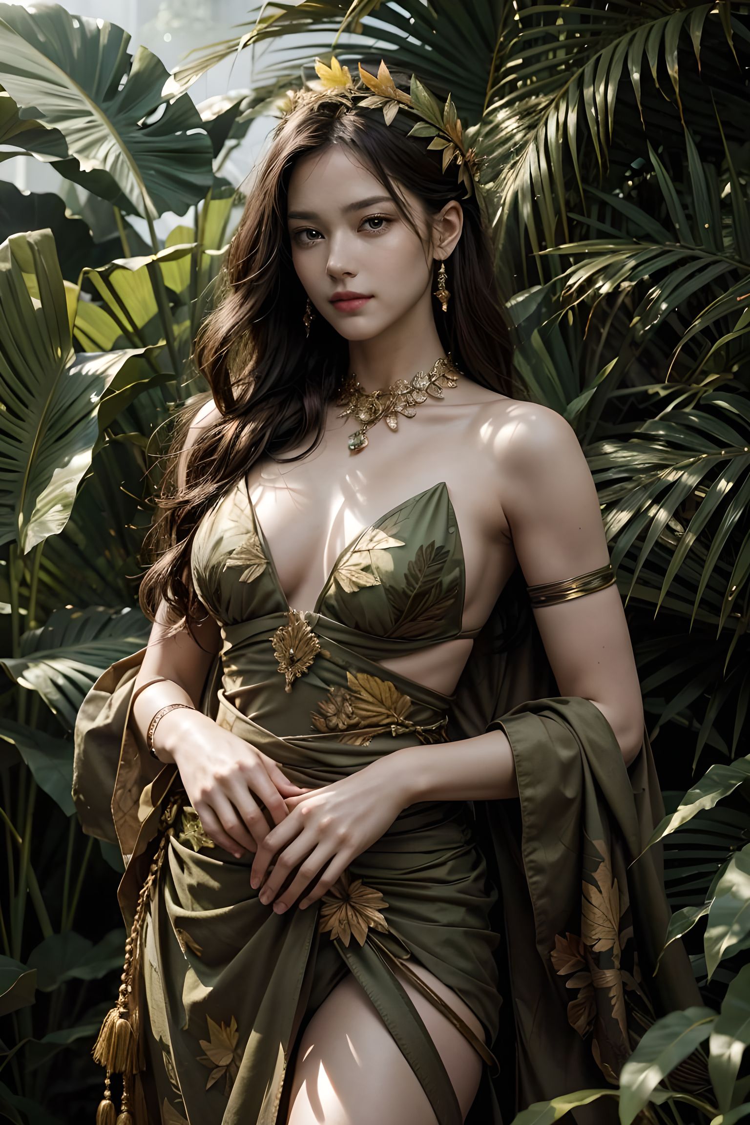 Stable Diffusion prompt: (floral warrior elegance:1.2), (best quality:1.1), leafy environment, cinematic ...