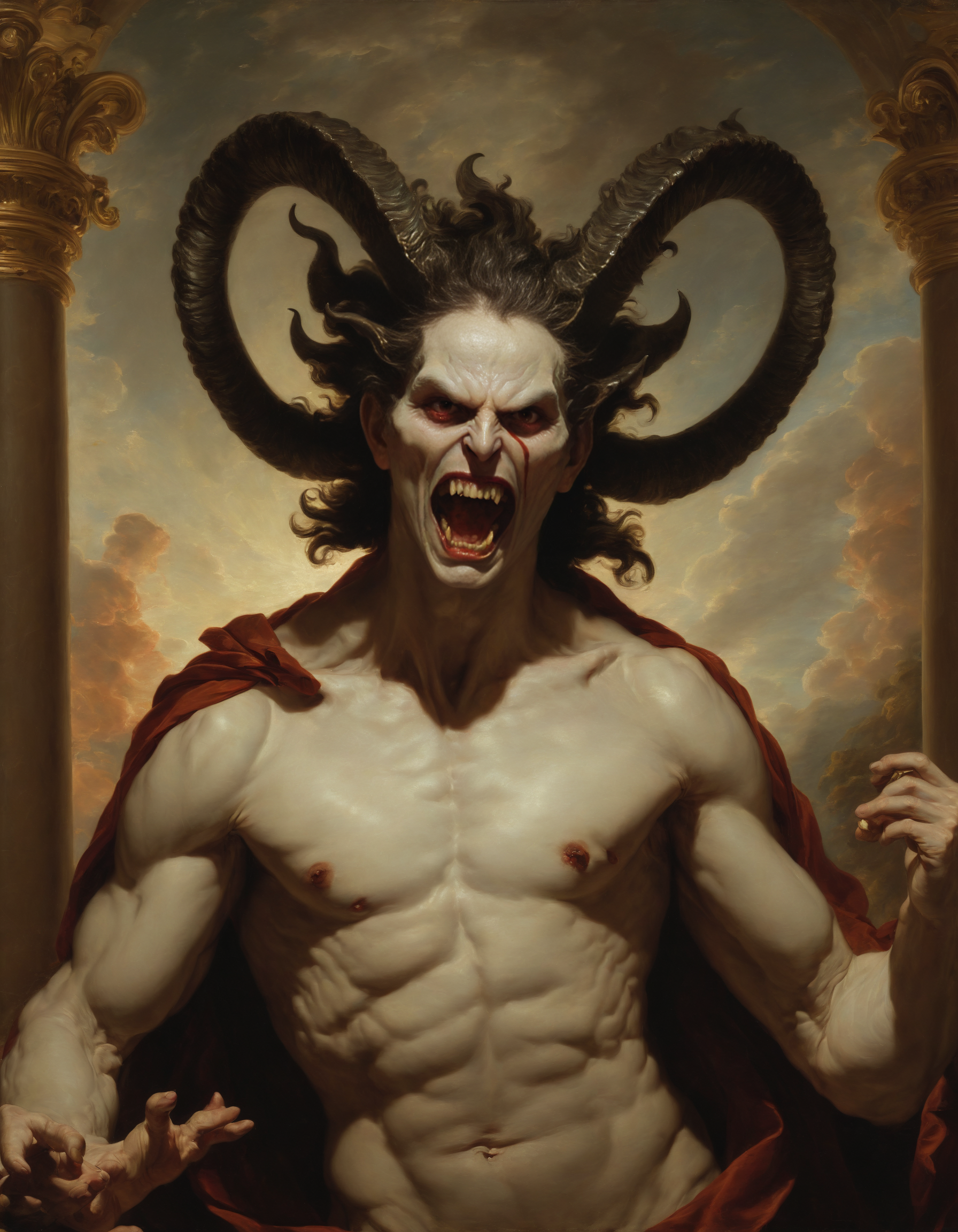 Stable Diffusion prompt: concept art a classical baroque oil painting of a psychopathic demon