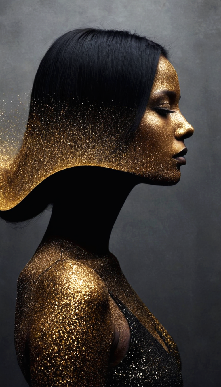 Stable Diffusion prompt: fashion editorial, a beautiful mystic woman is studio lights with abstract hair ...