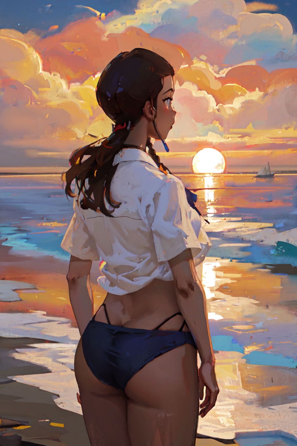 viewer-mix_v1.7 prompt: masterpiece, best quality, oil painting, 1girl, (katara), ZaUm, elysiumChar, ((m...