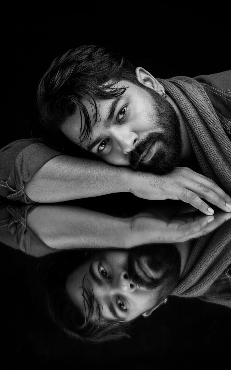 Nano Banana prompt: mirror 👇 The most realistic portrait of a handsome young man lying elegantly. T...