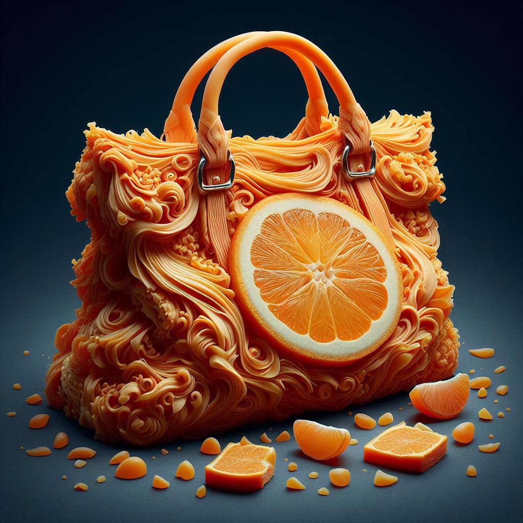 DALL·E prompt: hyper-realistic image showcasing an extraordinary piece of orange pulp, meticulo...