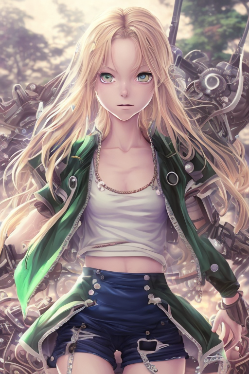 Openjourney prompt: game 2d art, image of a young girl with light blonde hair, 16 years old, green e...