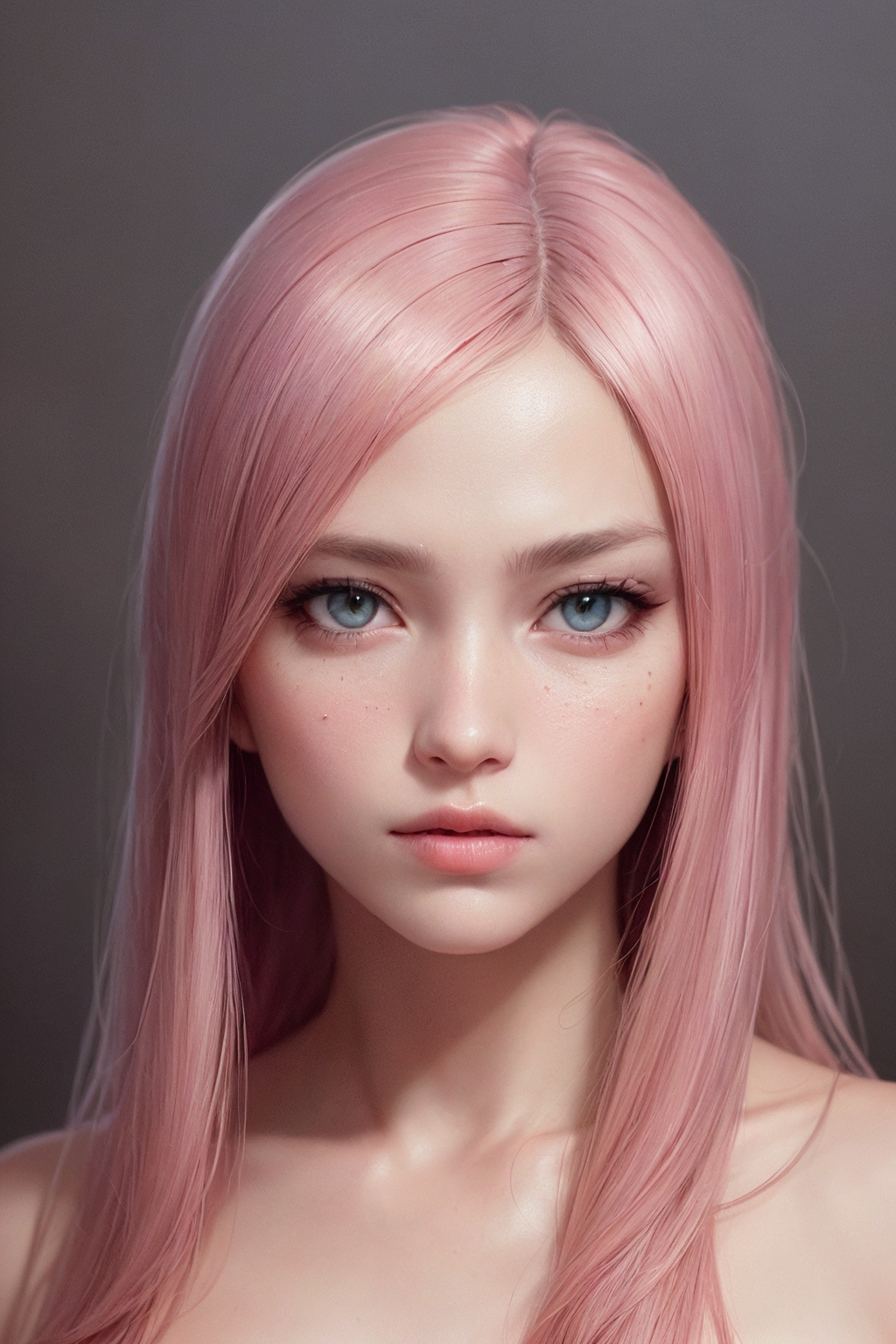 Deliberate prompt: a girl, light dress, strong wind, long pink hair, (apterus style:1.3), (dark sho...