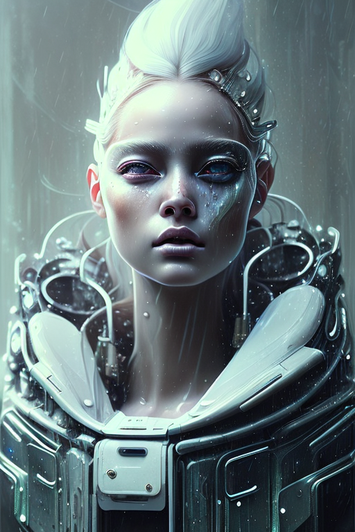 Openjourney prompt: detailed portrait of European Pretty Young Girl Storm Rain movie Jacket coat, Fu...