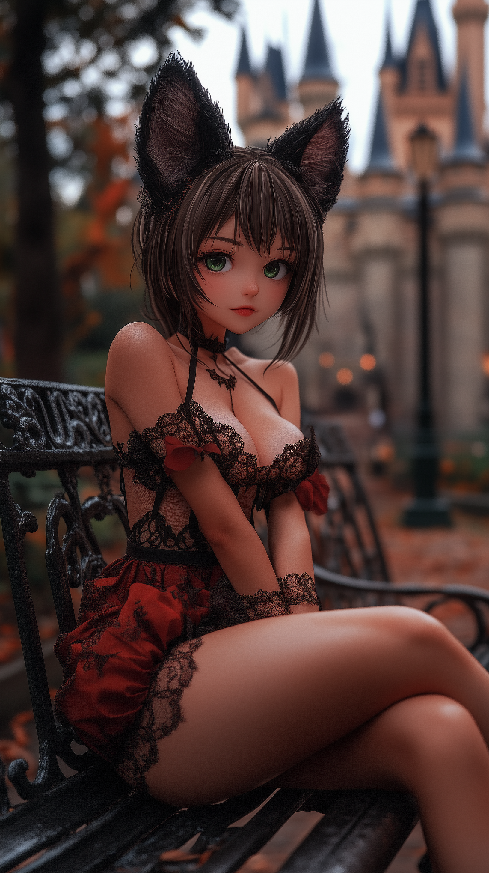 DALL·E prompt: Masterpiece, the best quality, high-res, cat ears, black hair, castle background...