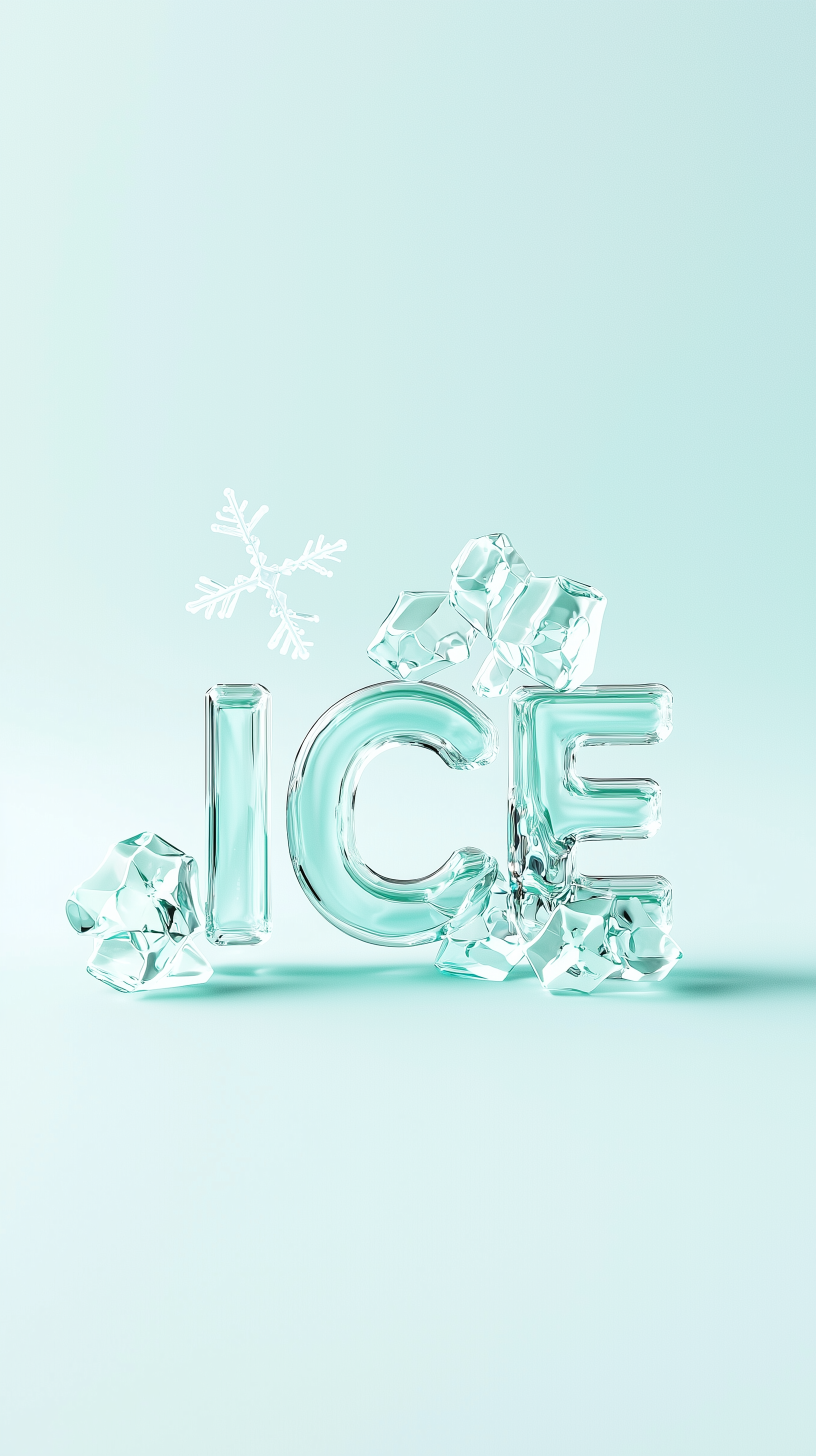 Midjourney prompt: render, centered composition, "ice" letter, emerald ice, pastel light gradient c...