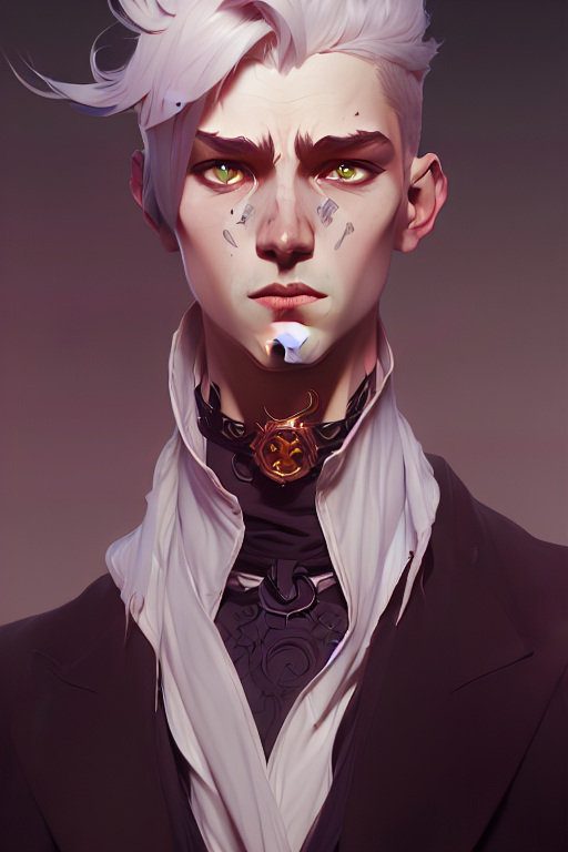 Arcane Diffusion prompt: Full height Portrait of young male (villain), centered portrait, fringe up hair,...