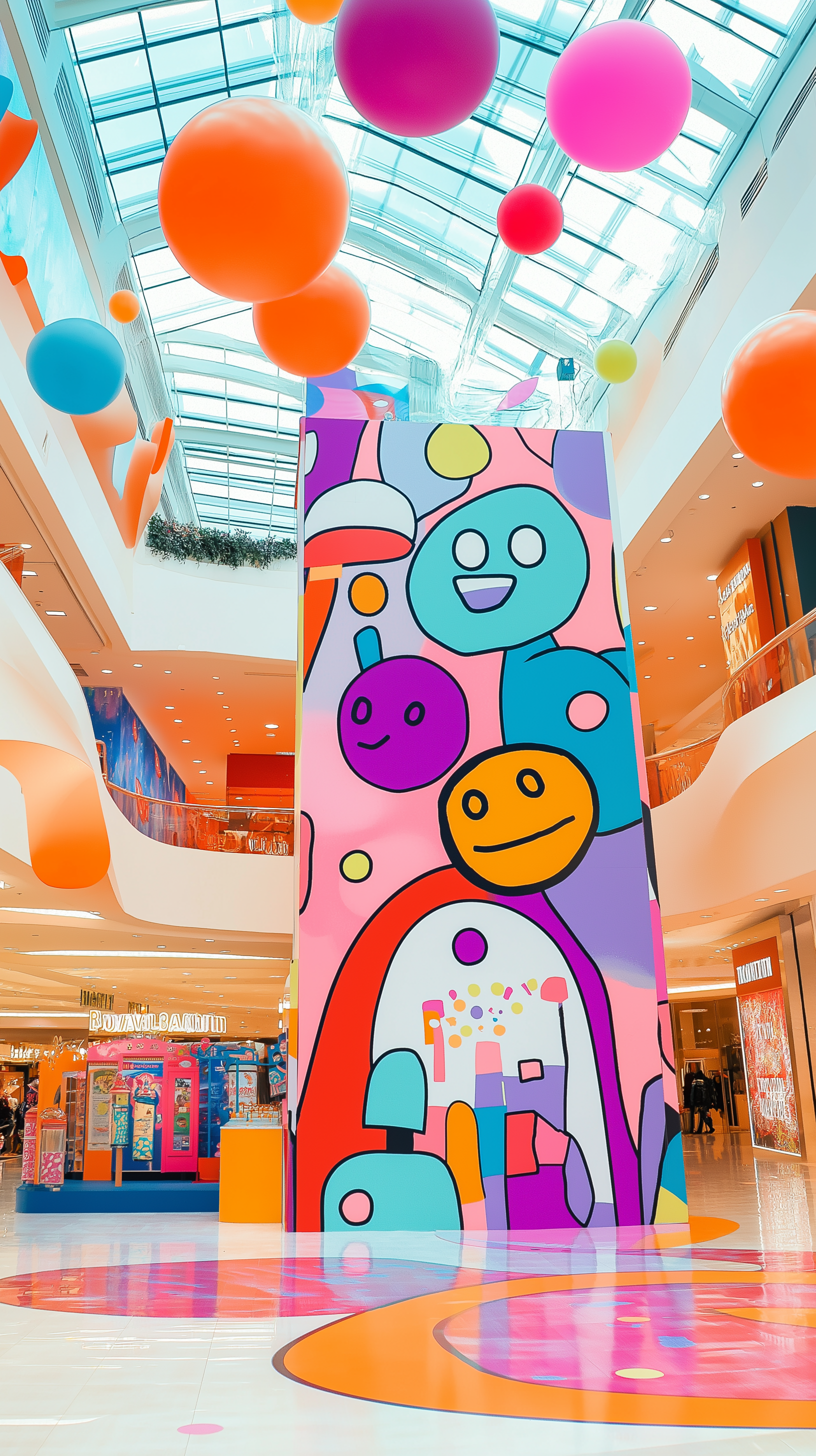 Midjourney prompt: playful pop art style, vibrant 2D illustration, interactive pop-up booth design ...