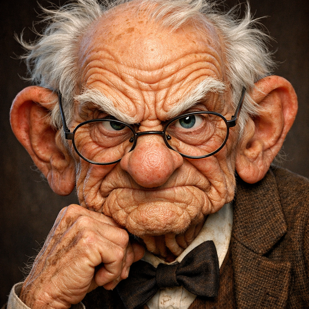 ChatGPT Image prompt: Expressive caricature in pixar style unreal charming seemingly mischievous irrit...
