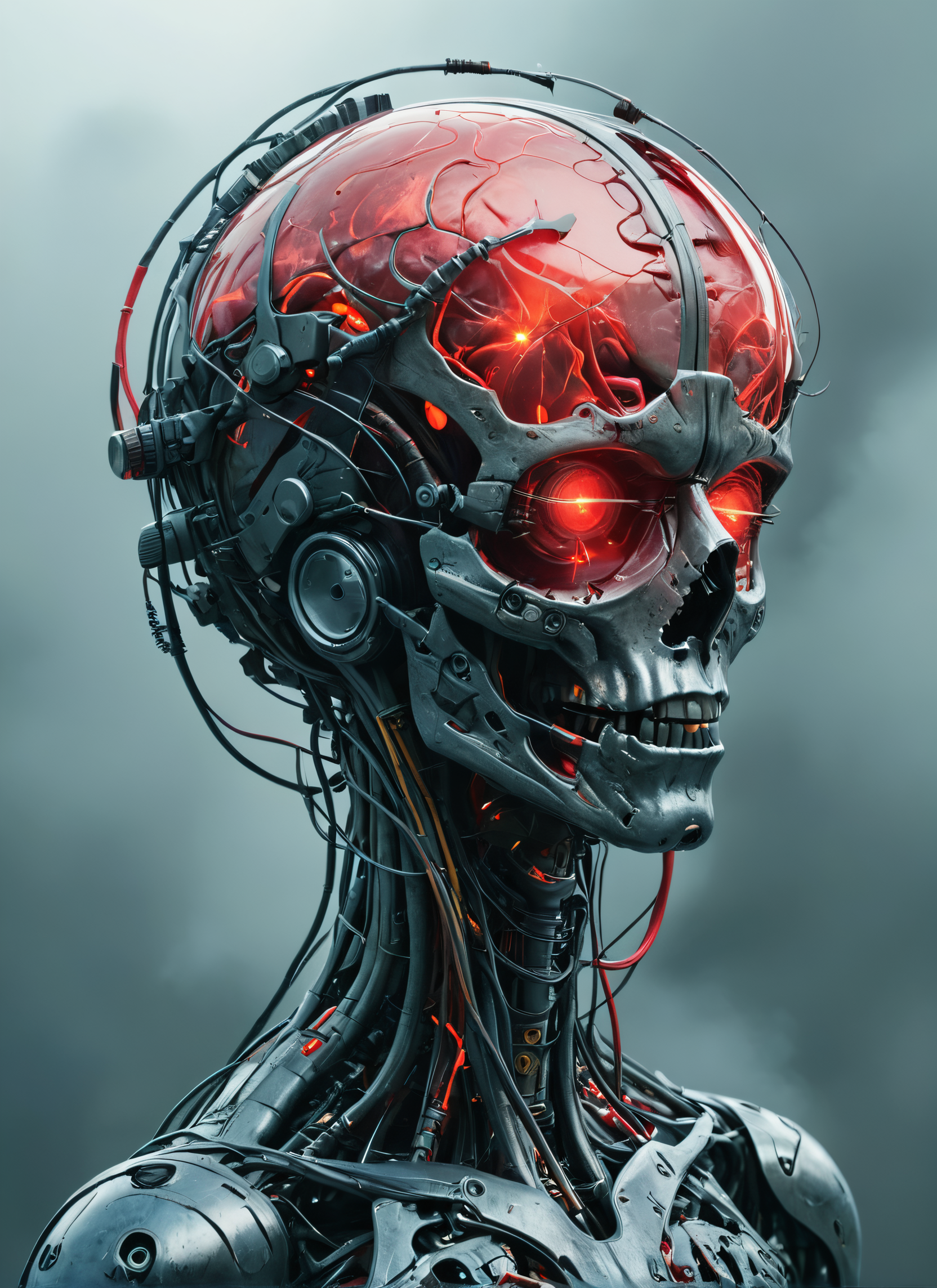 DreamShaper XL prompt: concept art a brain connected with cable and computers,dreamlike,hyperrealistic,...