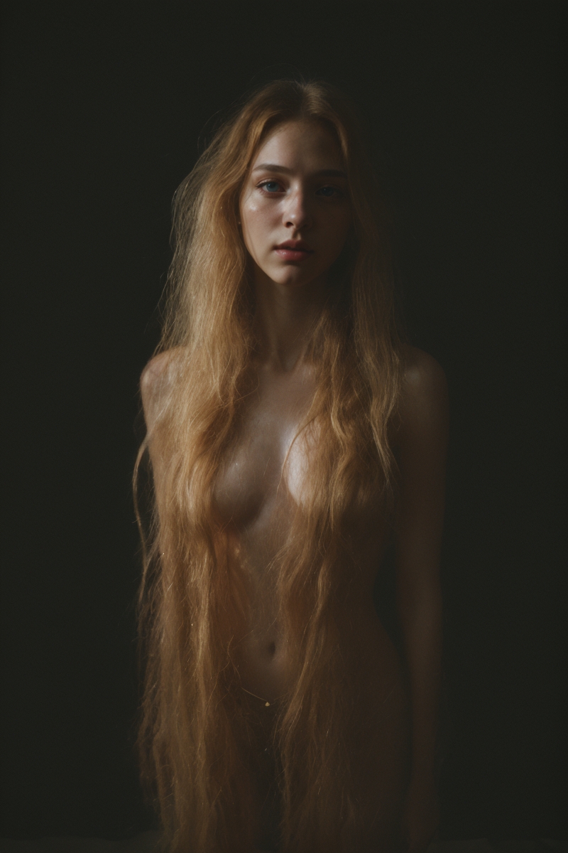 epiCPhotoGasm prompt: full body photo of a young ethereal woman with flowing long (messy:1.1) golden (...