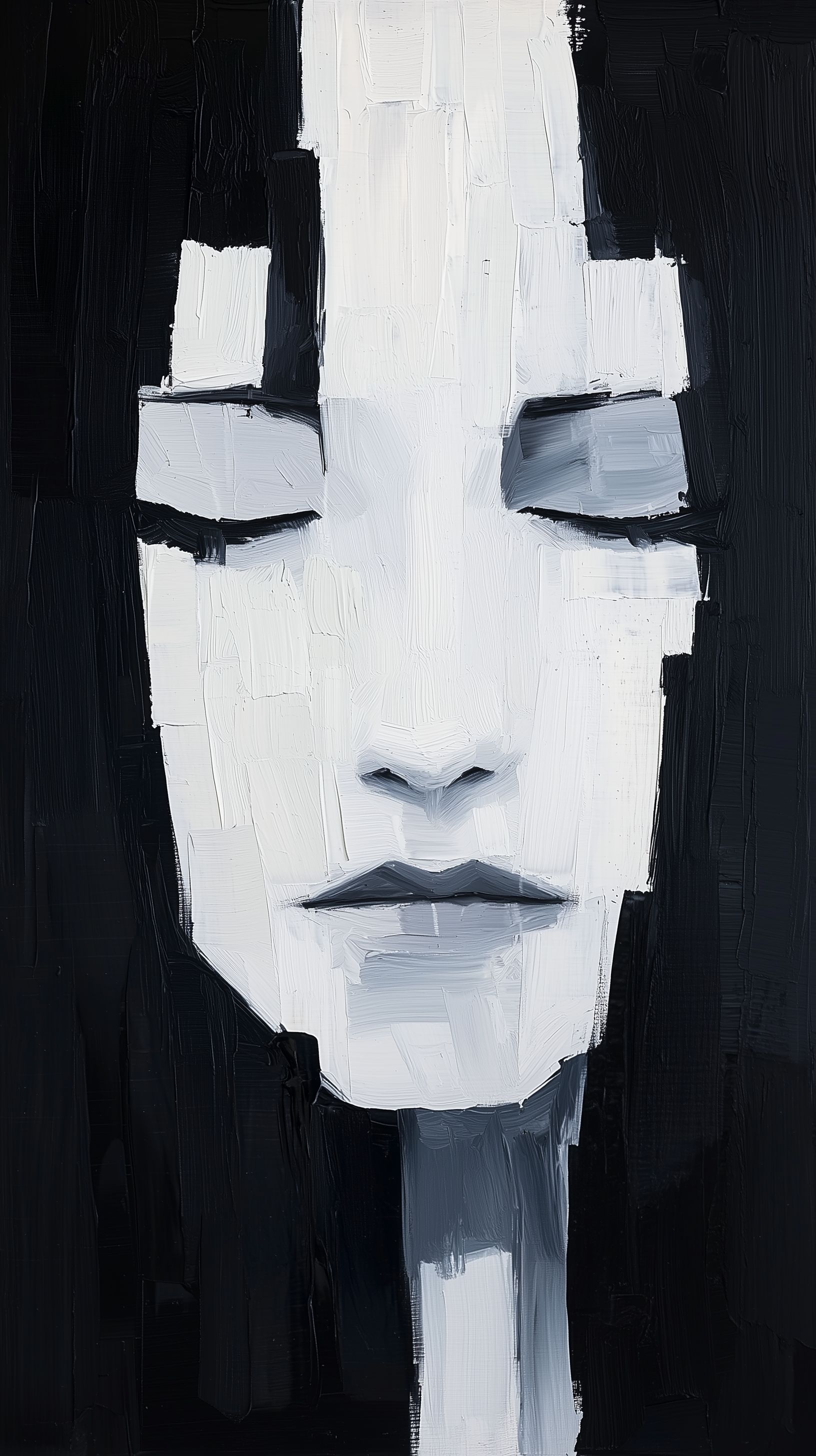 Midjourney prompt: oil painting, face, portrait of girl, grainy touch, minimalist avant-garde, rich...