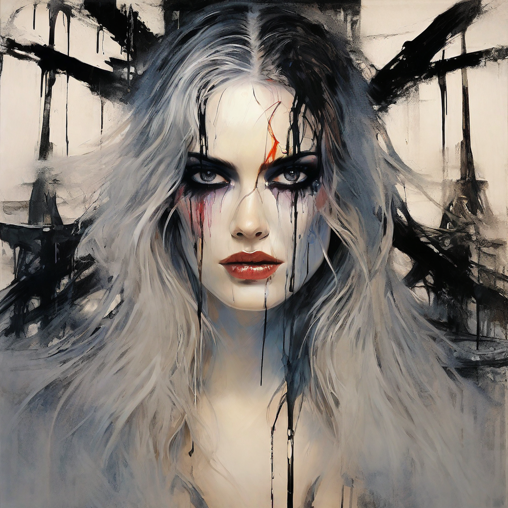 Stable Diffusion prompt: A highly detailed (((luis royo fantasy-esque style dark art portrait))), of a ve...