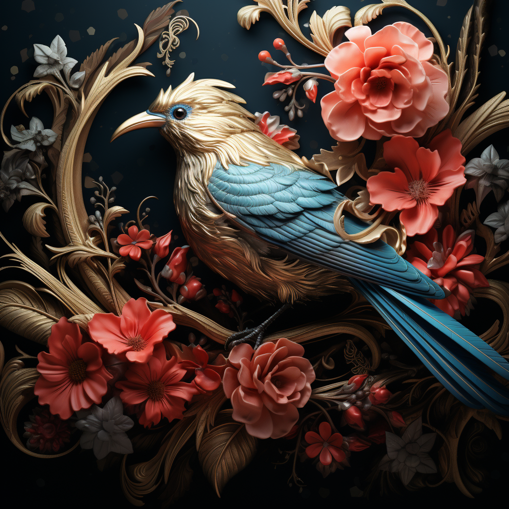 Midjourney prompt: ethereal Bohemian Waxwing bird, Bombycilla garrulus :: intricate details, ornate...