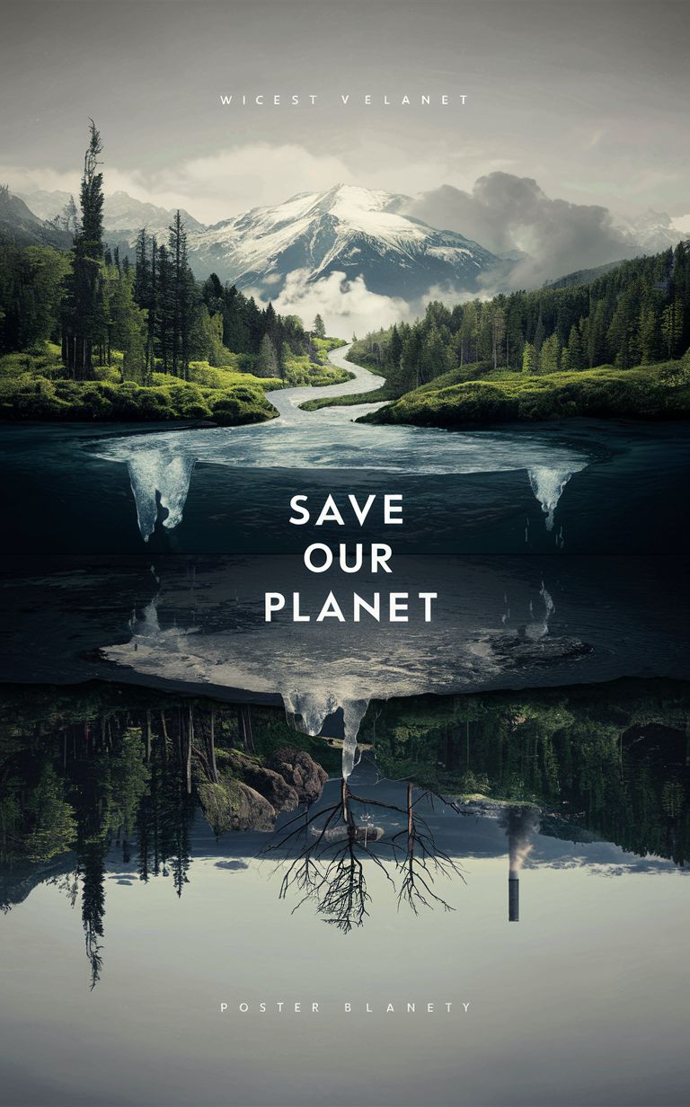 DALL·E prompt: Create a poster for an environmental awareness campaign called "Save Our Planet,...
