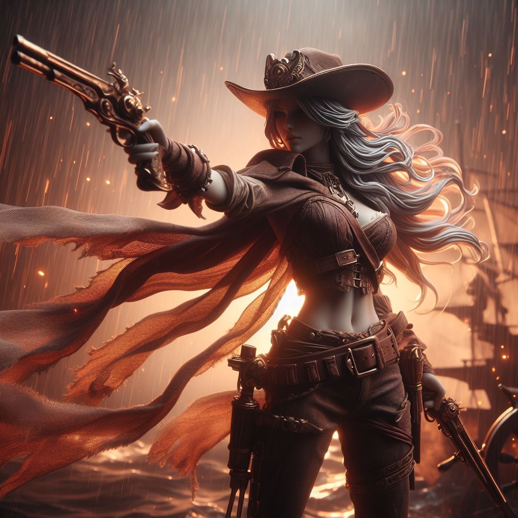DALL·E prompt: a 16K, anatomically precise representation of Miss Fortune, the Bounty Hunter fr...
