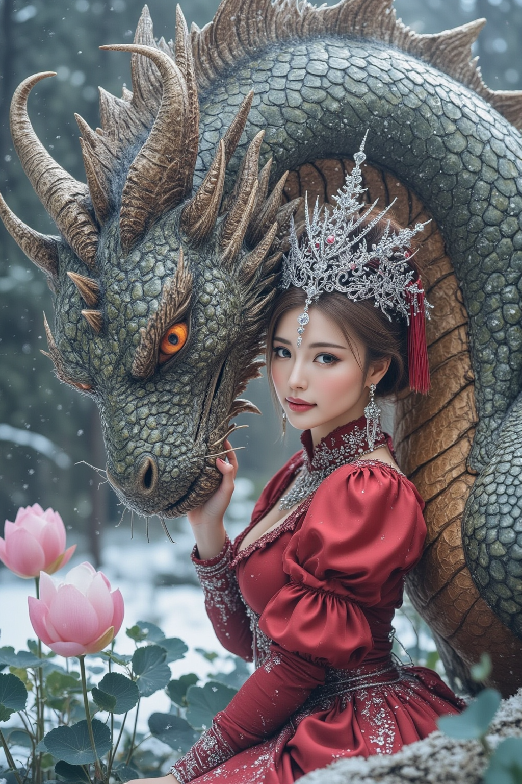 FLUX prompt: This is a majestic and highly detailed fantasy portrait that depicts an intimate...