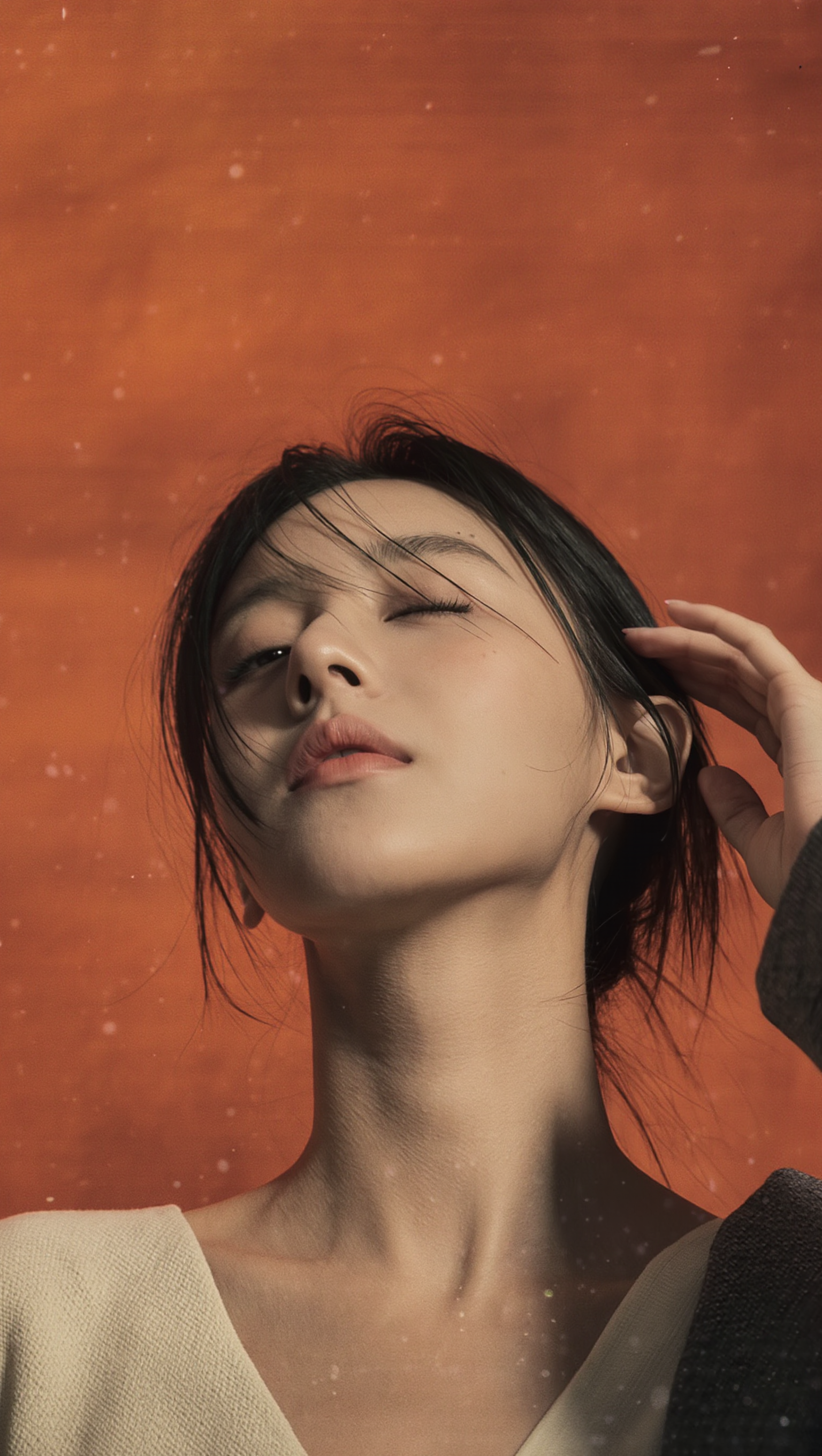 AI image prompt: Cinematic vertical video (9:16), single Korean female model posing in a studio. ...