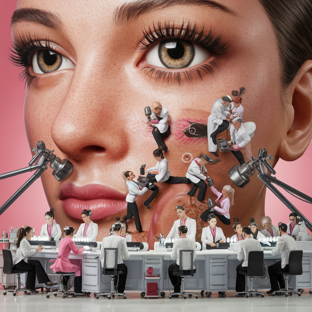 Ideogram prompt: Create a Real Eye of a Model Face - A real photo of numerous tiny people, remini...