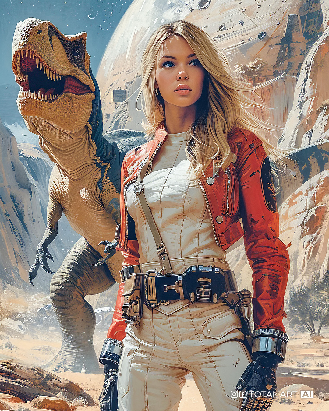 Midjourney prompt: A highly detailed comic book cover illustration showing full body view of a futu...