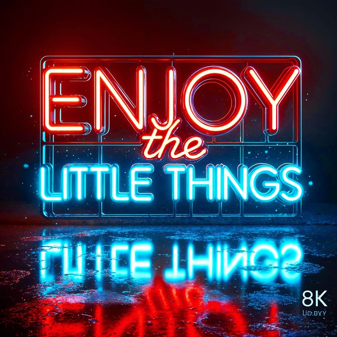DALL·E prompt: A 3D digital art rendering of the word 'Enjoy the Little Things' in Italic bold ...