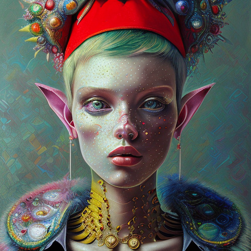 Openjourney prompt: mdjrny-v4 style portrait of punk elf, highly detailed, neo-expressionist art by ...