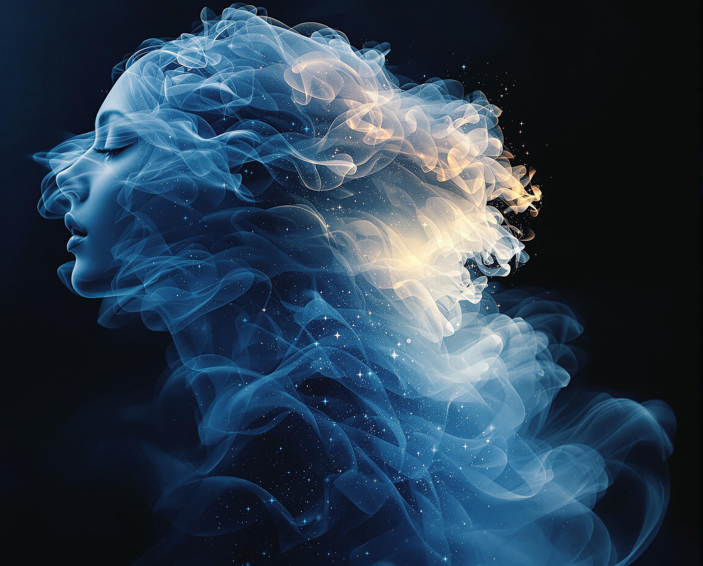 FLUX prompt: surreal semi realistic landscape photograph, cool blue light to dark gradients, ...