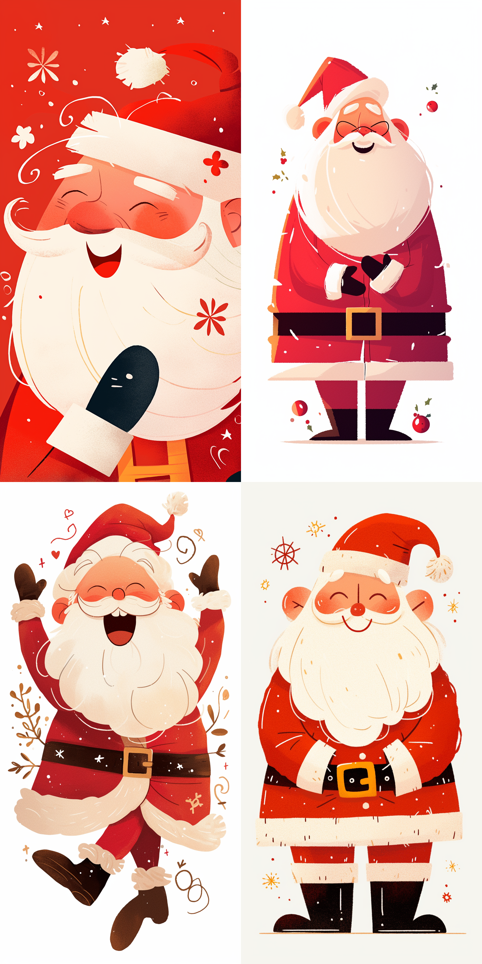 Midjourney prompt: a santa claus illustration composed of simple geometric shapes with no light and...