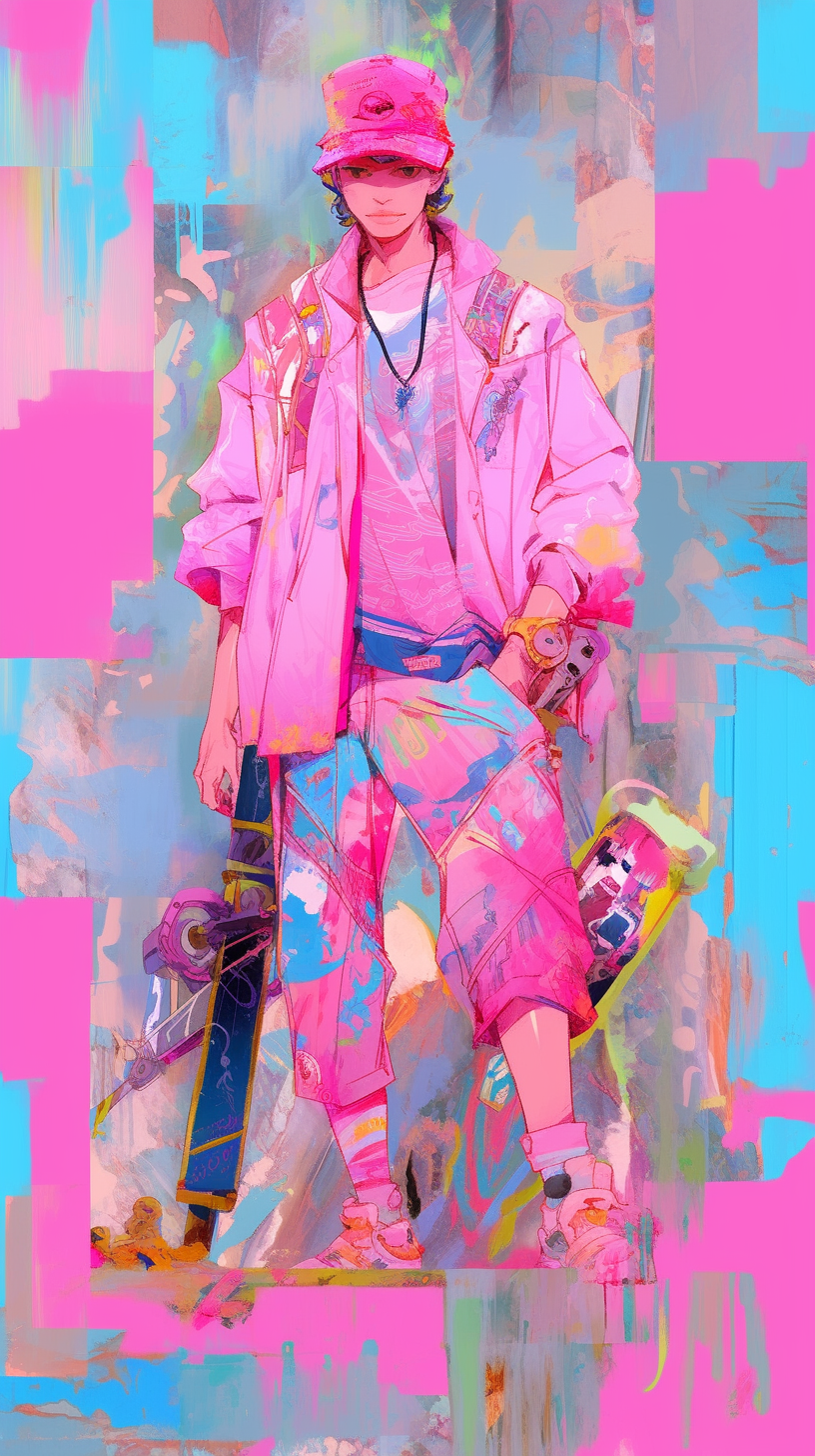 Midjourney prompt: The musician meets street art, Telephoto lens shot of energetic French artist, g...