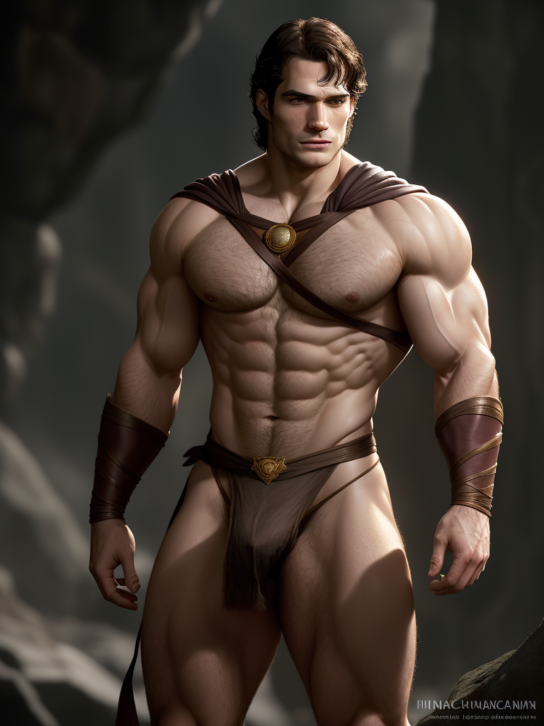 DreamShaper prompt: Henry Cavill, caucasian complexion, big muscles and big thighs, dark-brown hair,...
