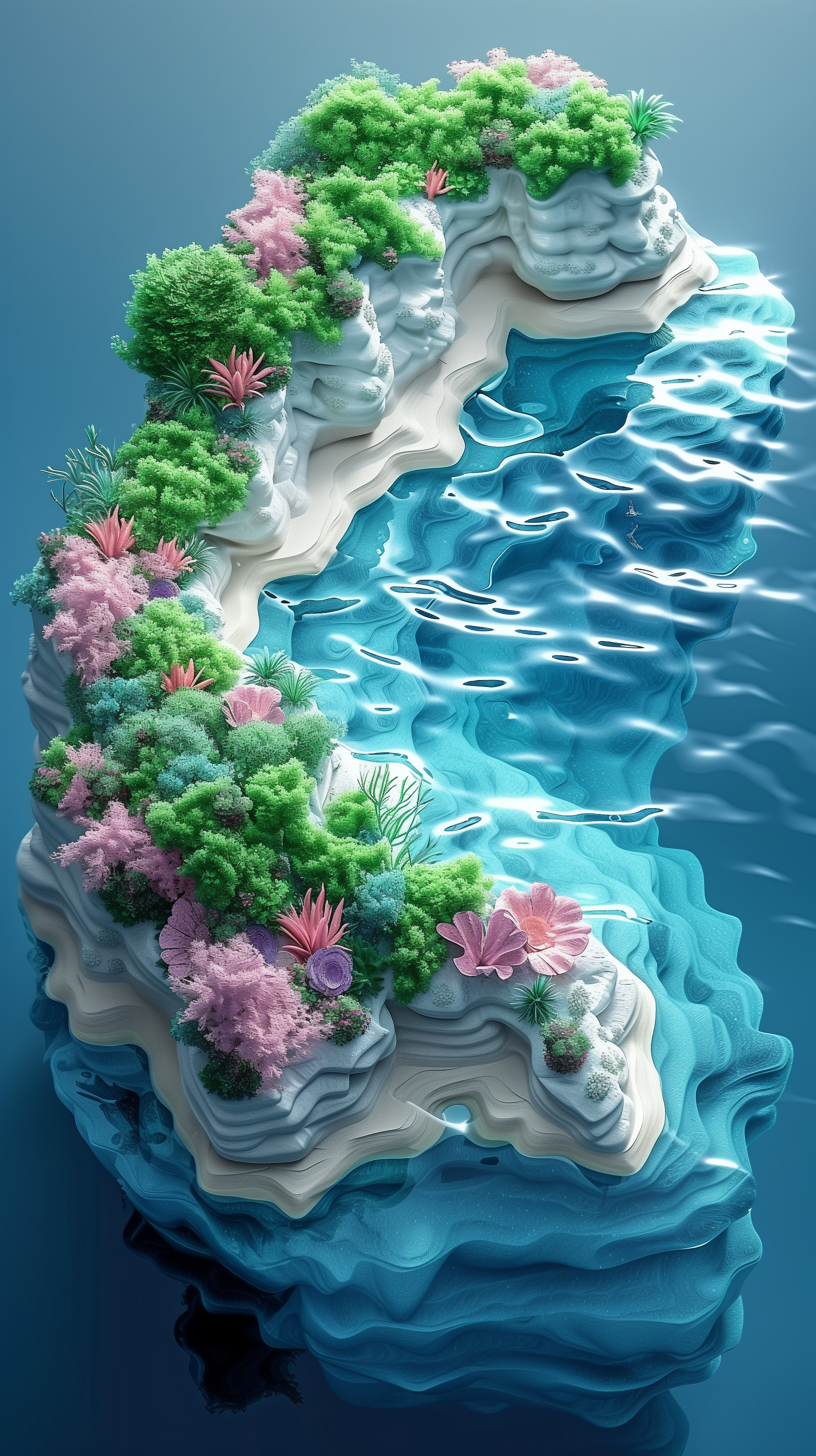 Midjourney prompt: isometric illustrations, 3D clay style, artisan underwater color palette with se...