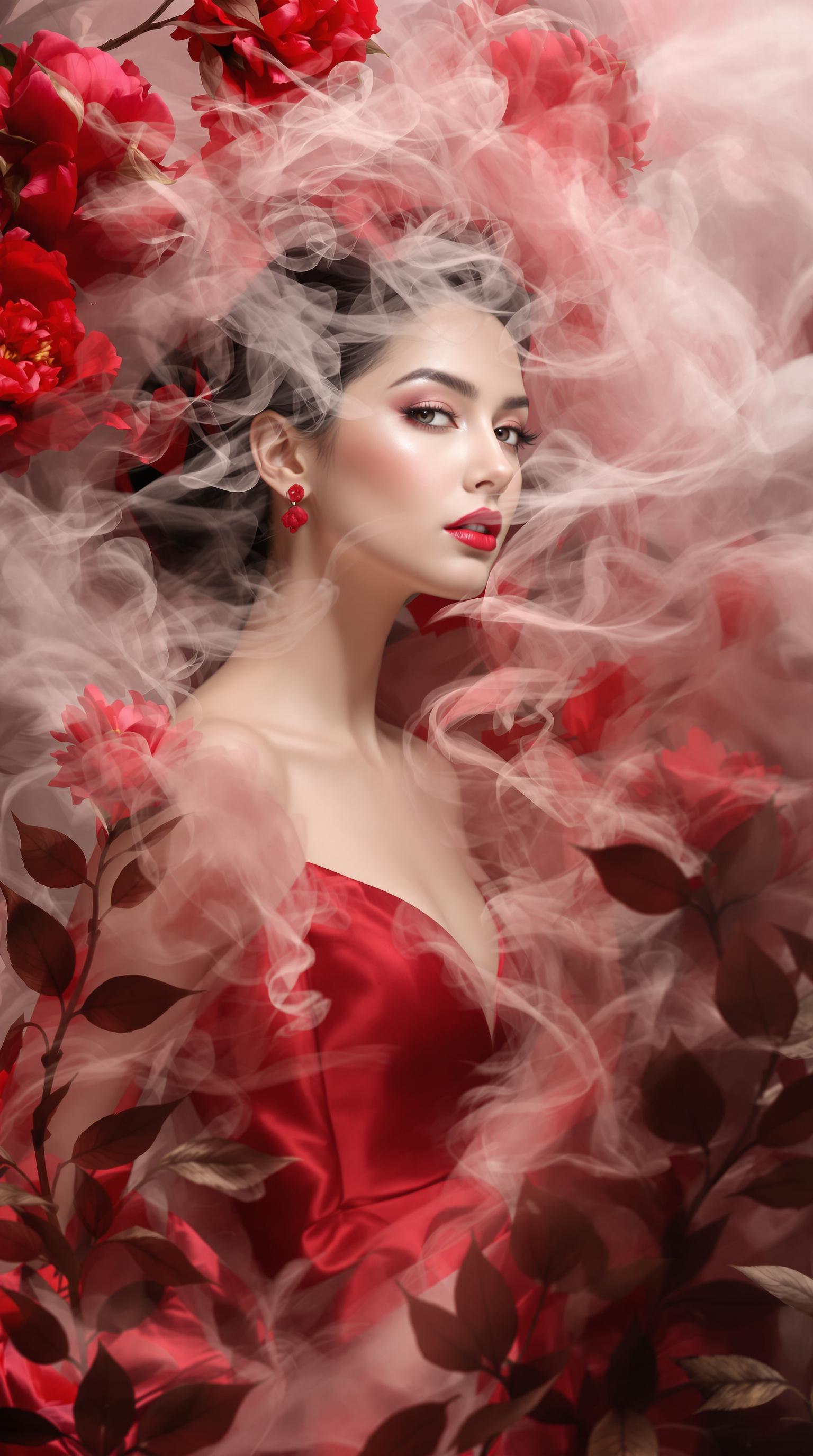 FLUX prompt: "Fine art photograph. Refined, features, graceful and elegant, amidst swirling m...