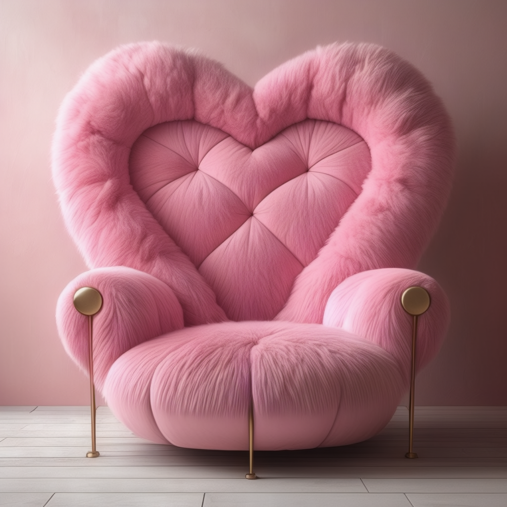 Stable Diffusion prompt: Royal throne, Cozy, Pink and fluffy, Abstract Heart shape, ufo style, ((Sofa)), ...