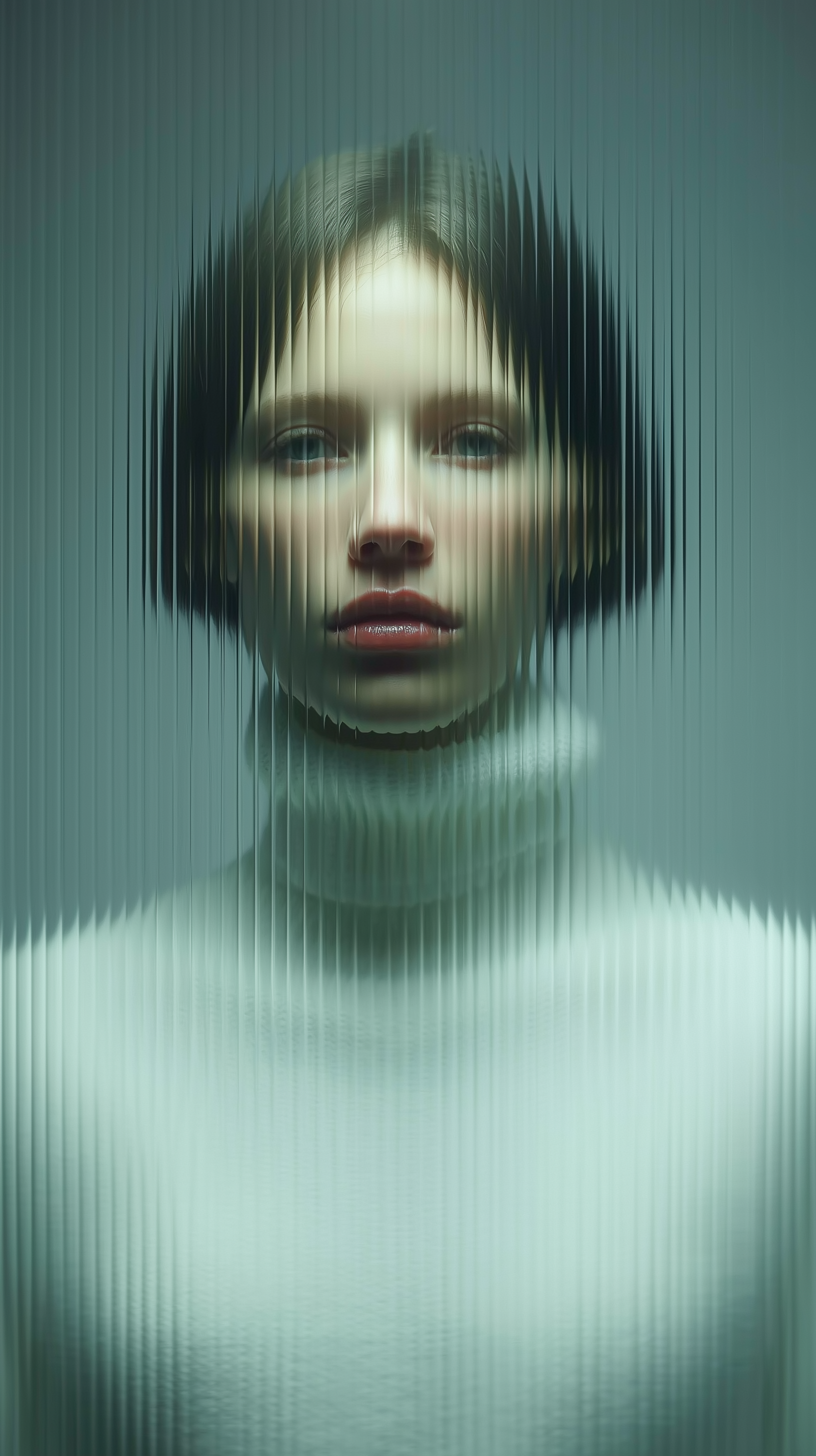 Midjourney Shatter prompt: high resolution photography, front central profile, woman facing front, gaze to ...