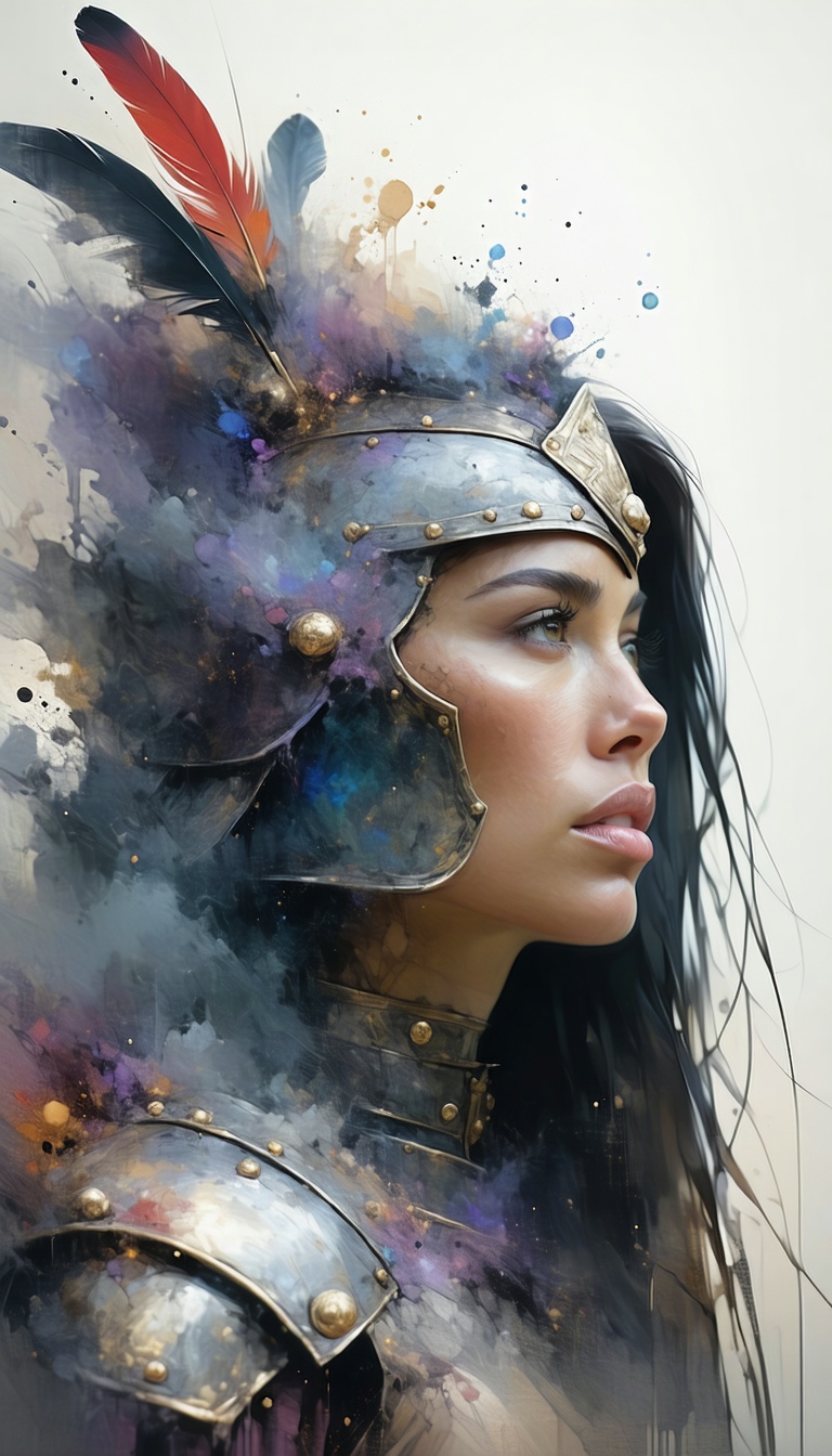 Stable Diffusion  prompt: strong warrior princess| centered| key visual| intricate| highly detailed| breat...